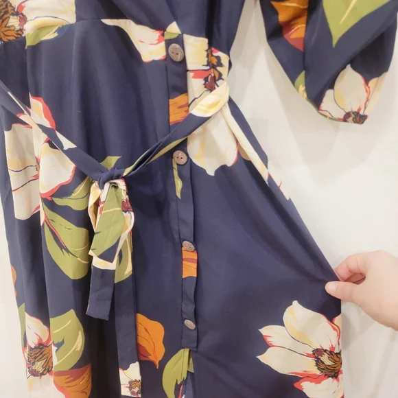 Monteau Navy Floral Kimono dress - Picture 4 of 7